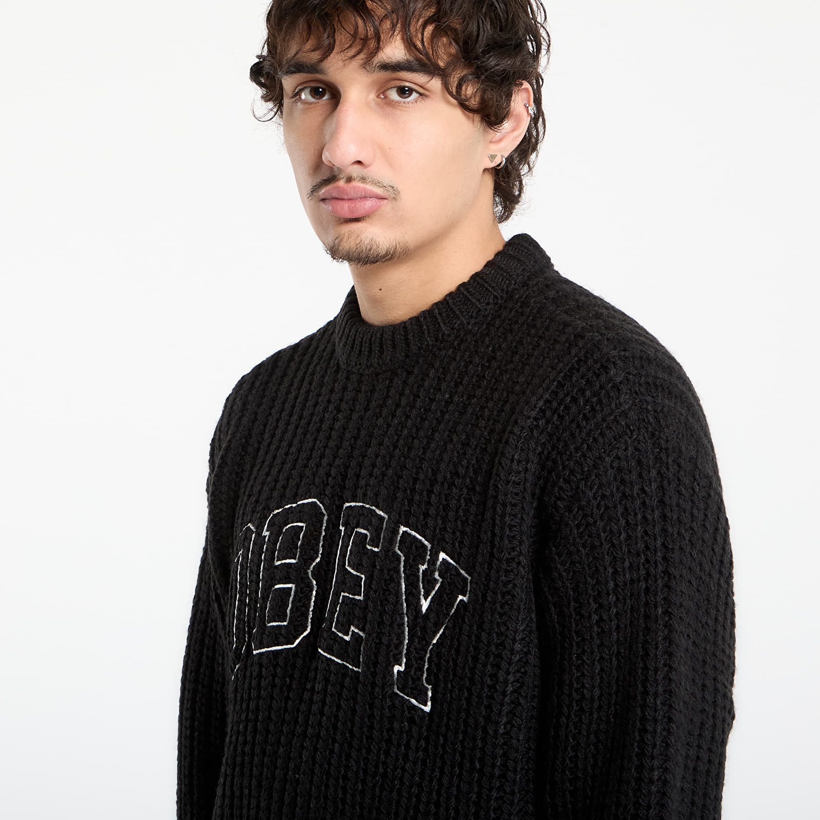 Svetry OBEY Collegiate Sweater Black Multi