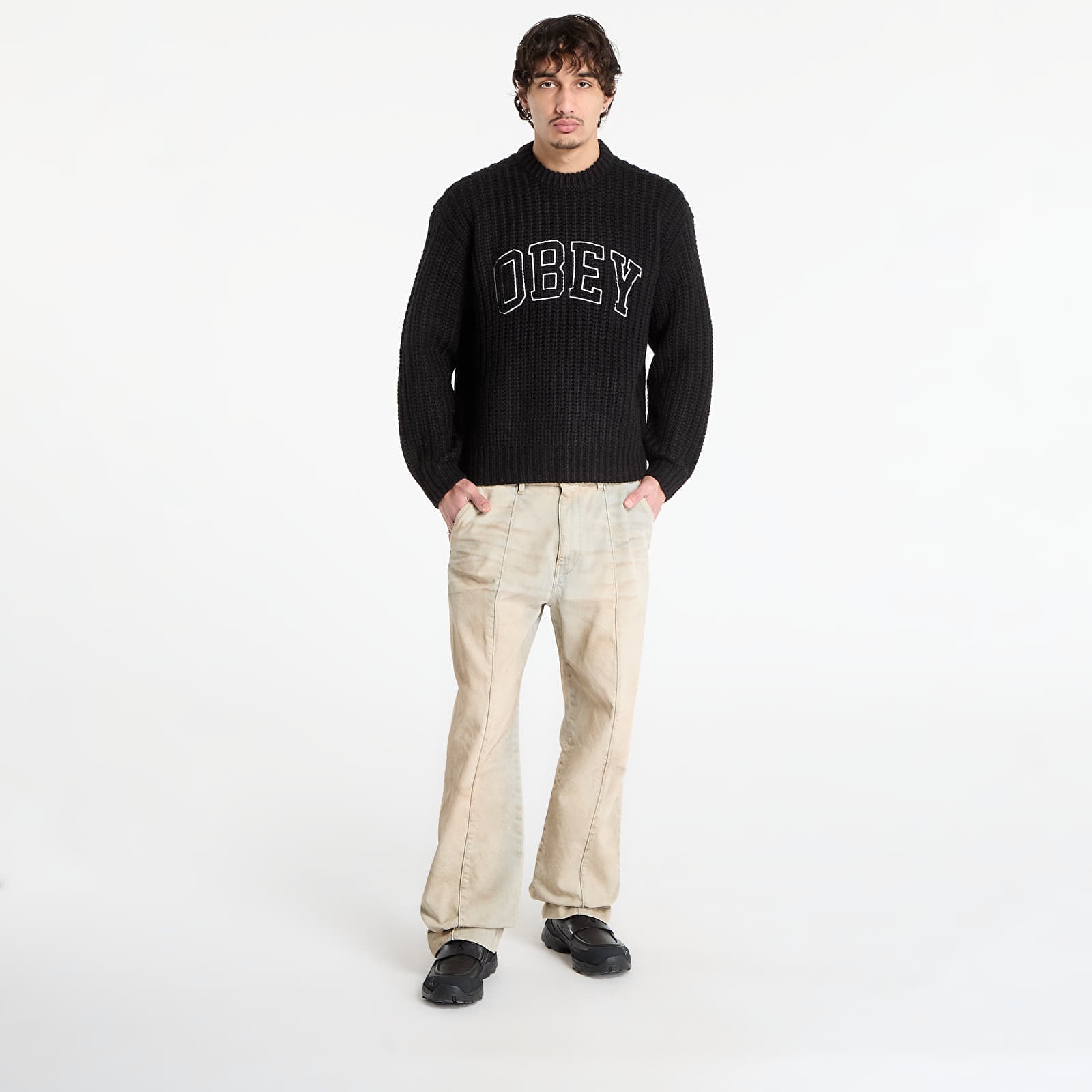 Svetry OBEY Collegiate Sweater Black Multi