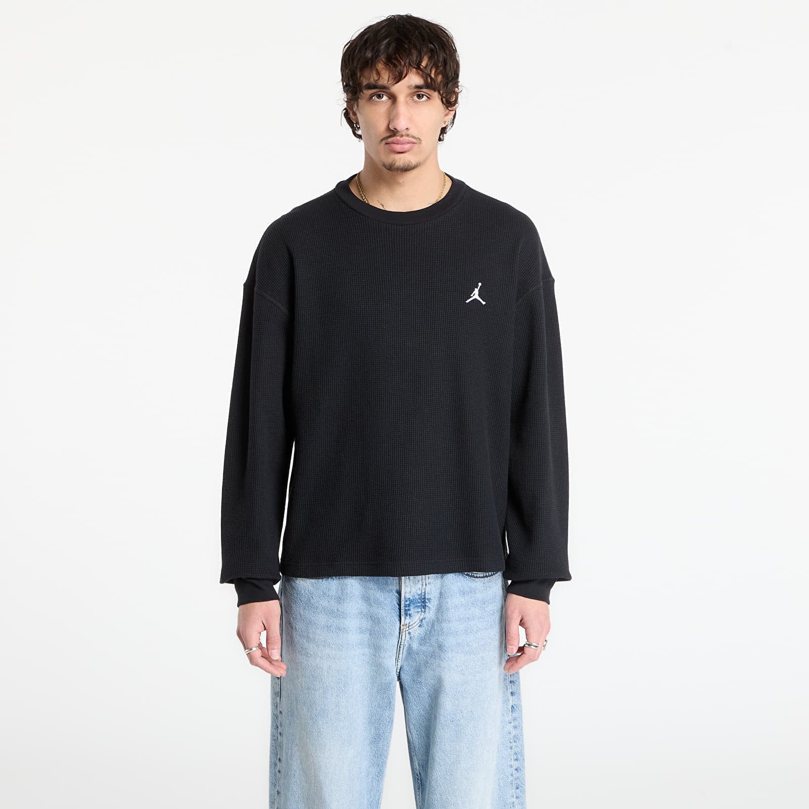 Tricou Jordan Flight Mountainside Mens Long-Sleeve Waffle Shirt Black/ White L