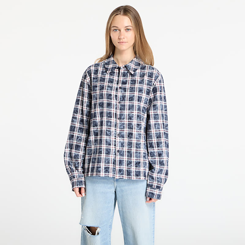 DIME Plaid Flannel Shirt UNISEX Bleached Navy