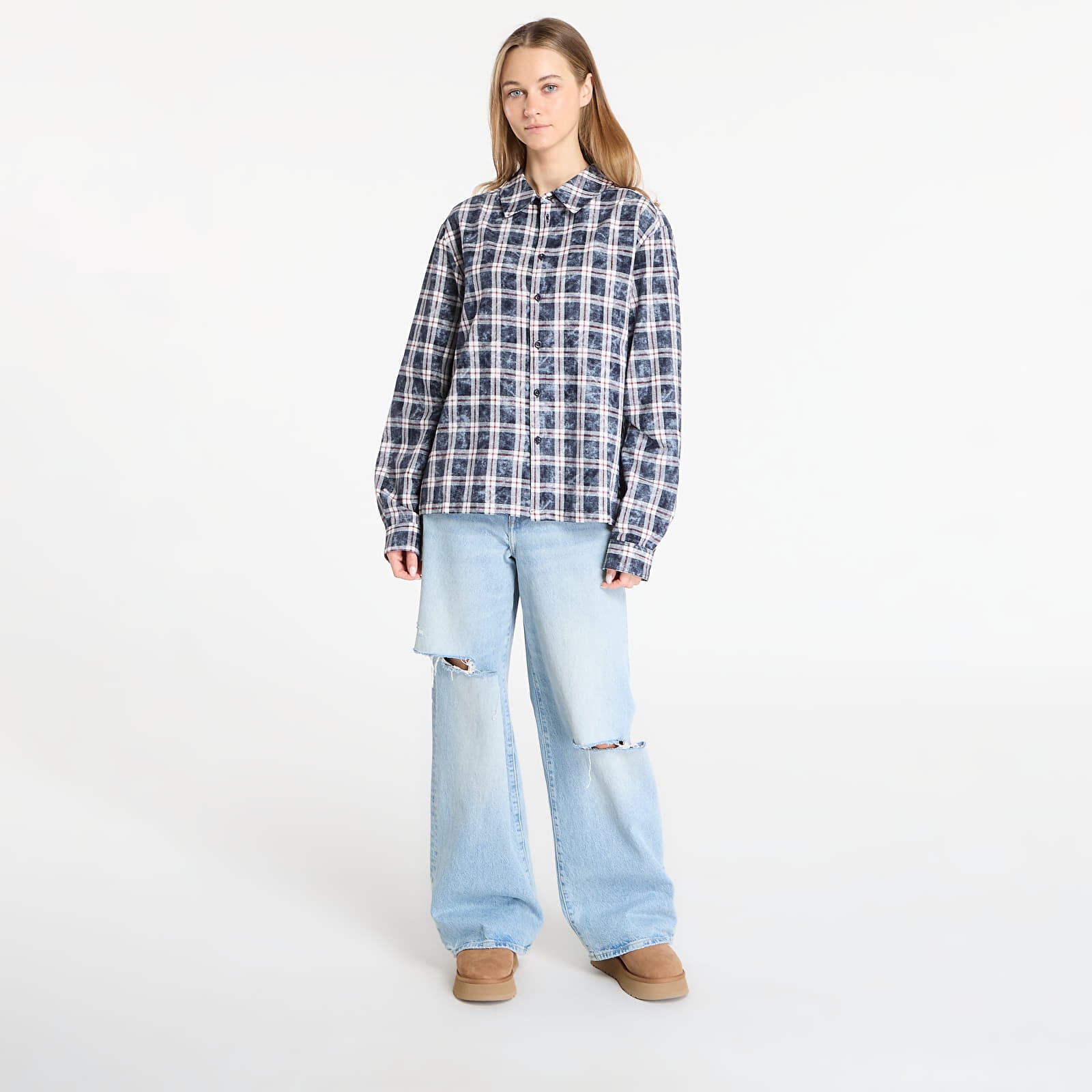 Πουκάμισα DIME Plaid Flannel Shirt UNISEX Bleached Navy