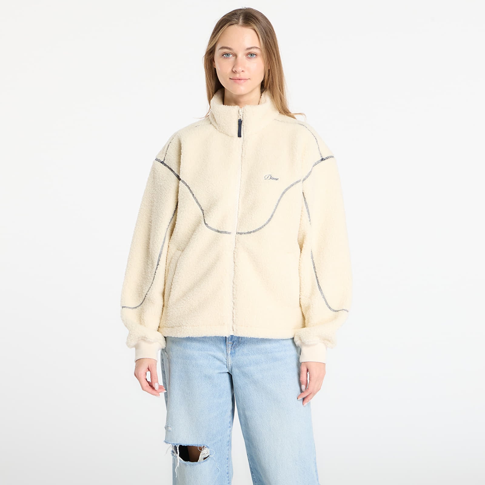 Kapuutsikud ja kampsunid DIME Polar Fleece Sherpa Zip UNISEX Cream