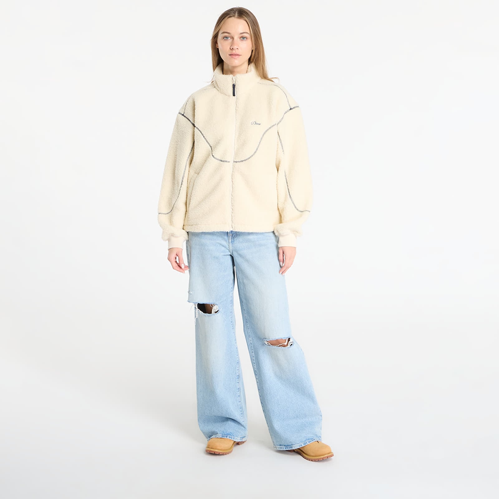 Kapuutsikud ja kampsunid DIME Polar Fleece Sherpa Zip UNISEX Cream