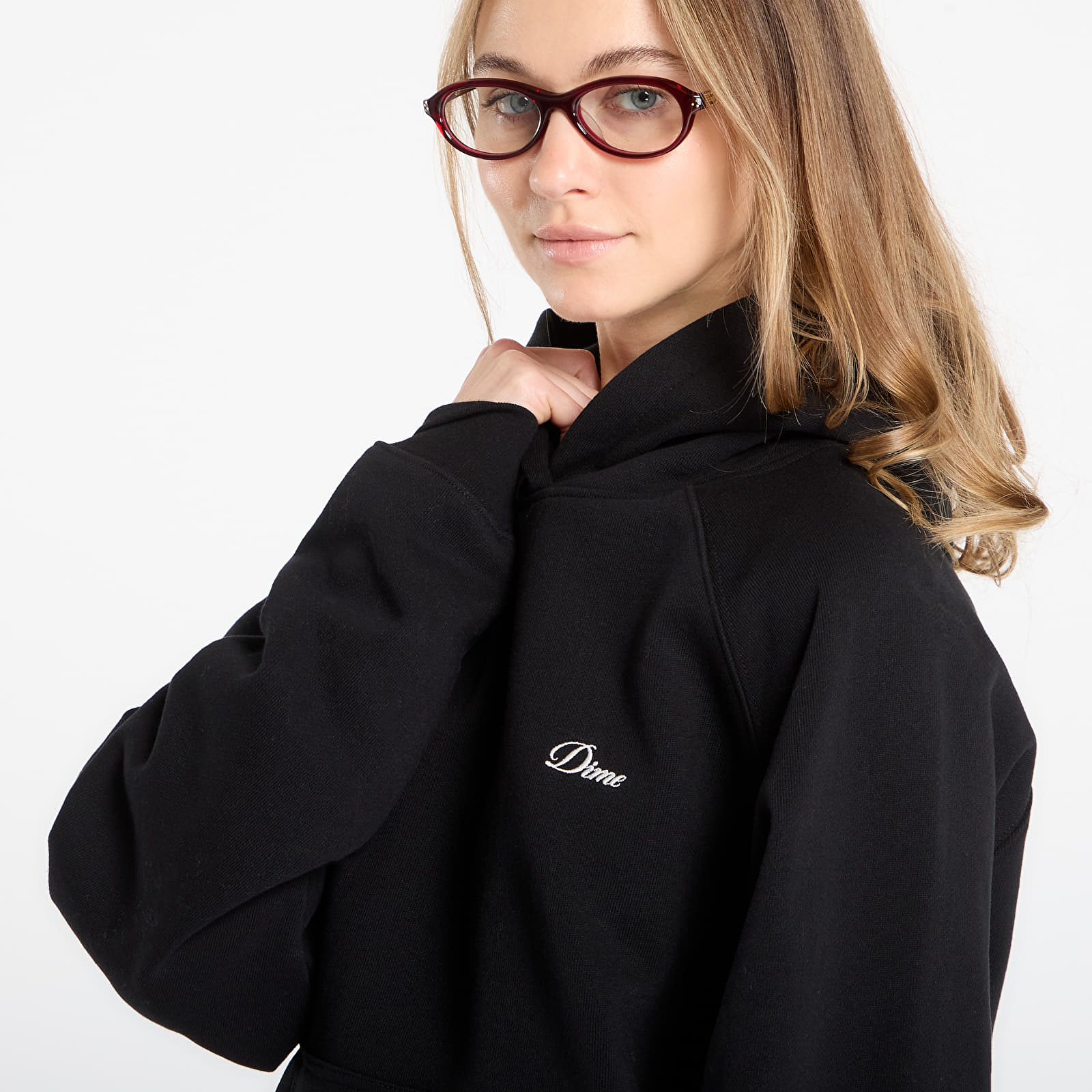 Bluzy DIME Cursive Small Logo Hoodie UNISEX Black