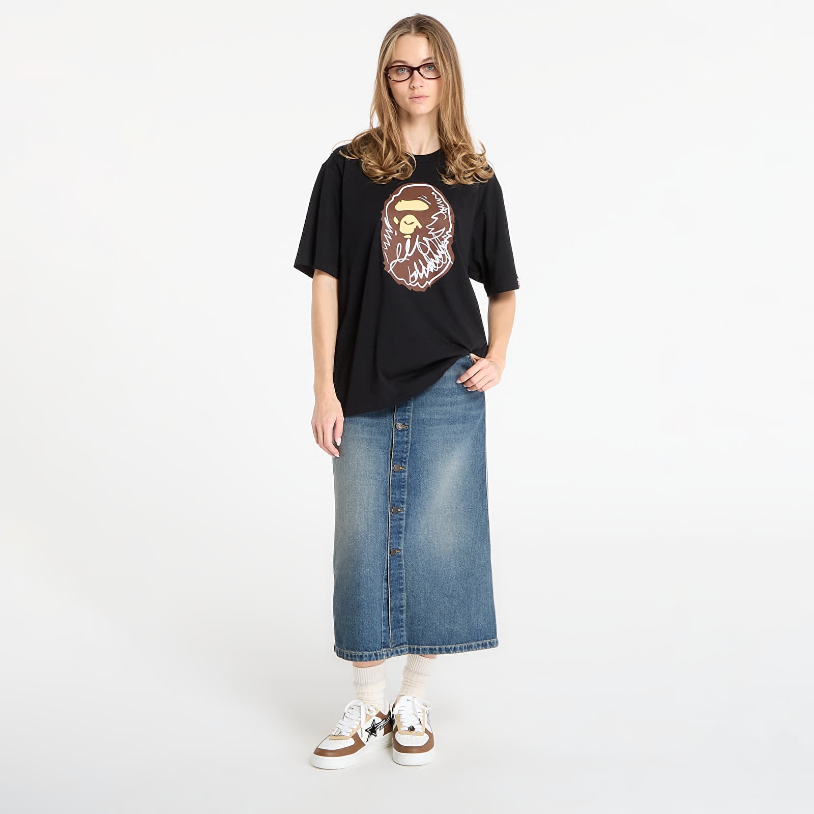 T-shirts BAPE® x FOOTSHOP - Scribble Ape Tee Black