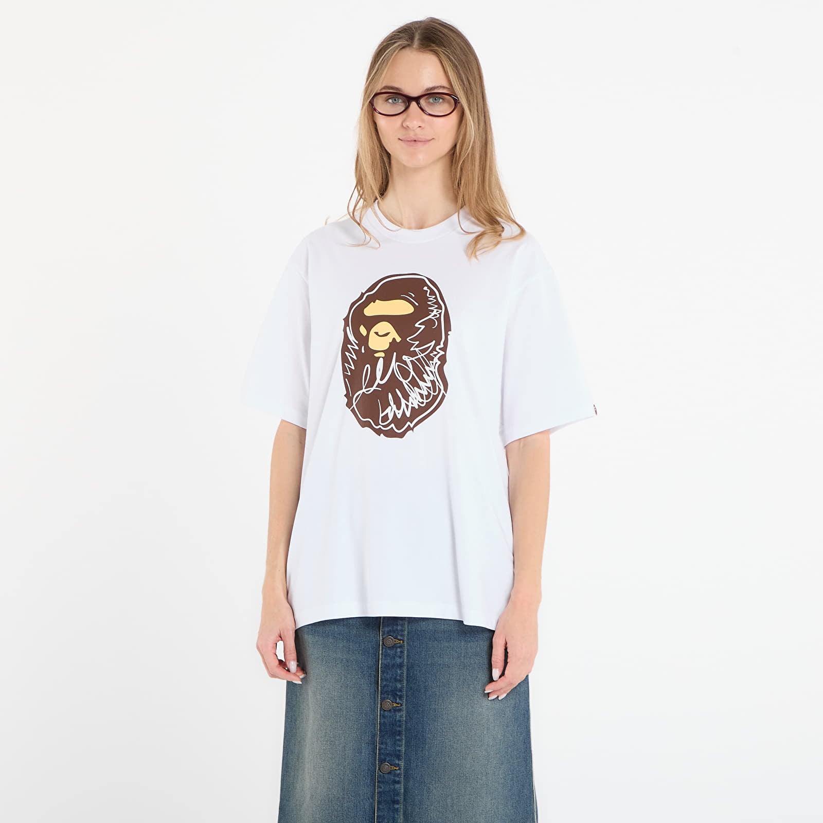 T-shirts BAPE® x FOOTSHOP - Scribble Ape Tee White