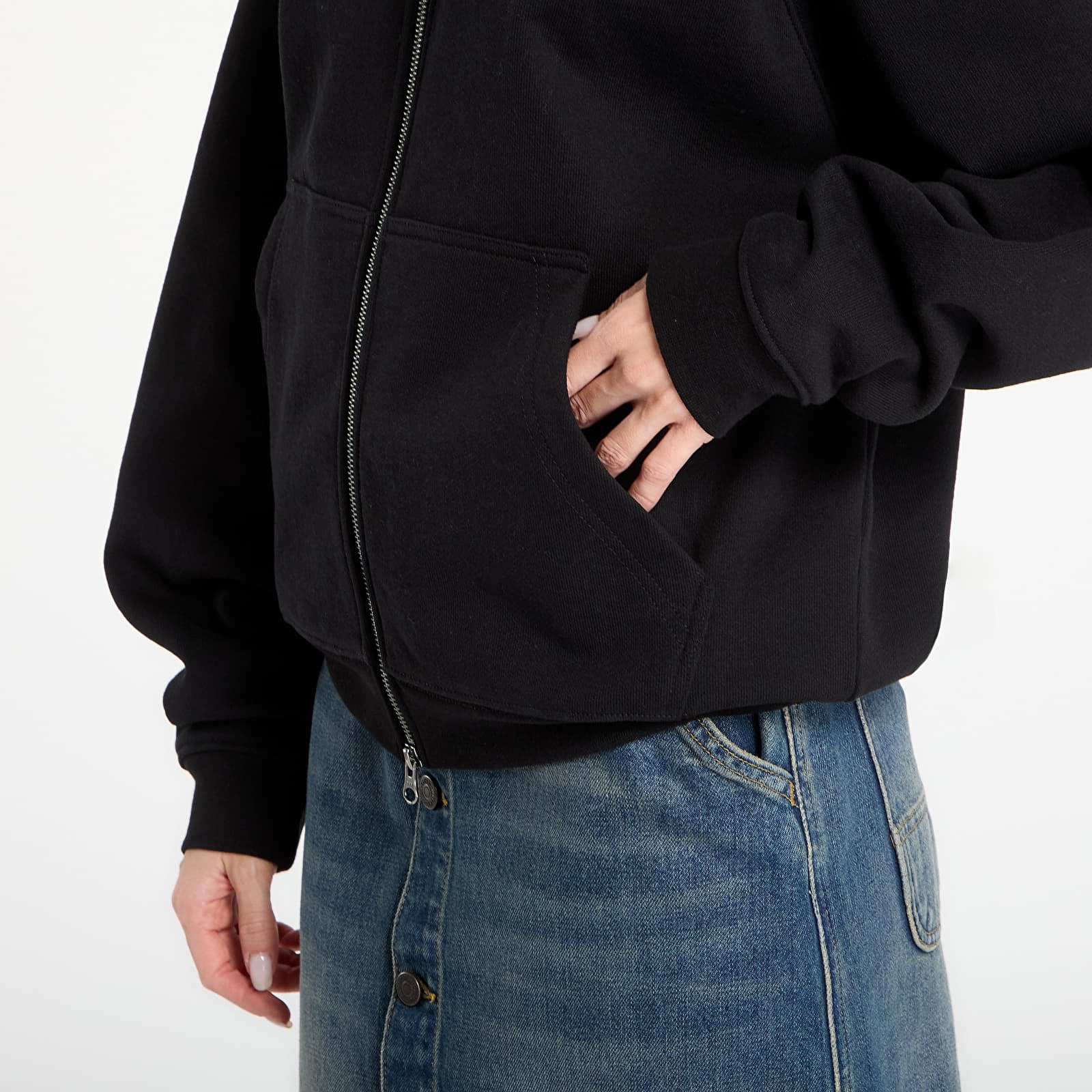 Bluzy DIME Cursive Small Logo Zip Hoodie UNISEX Black