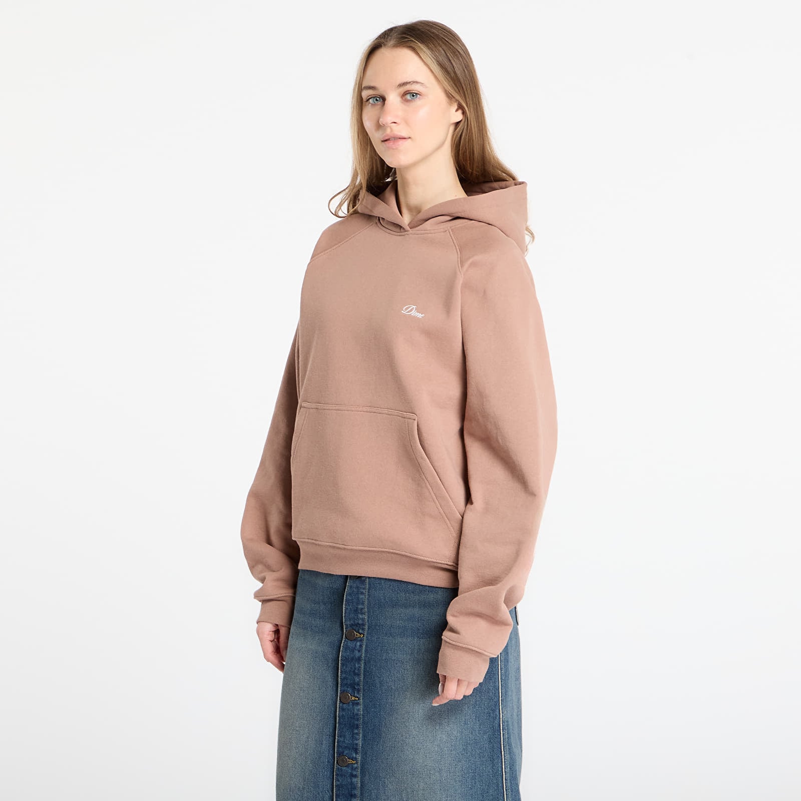 Bluzy DIME Cursive Small Logo Hoodie UNISEX Sepia