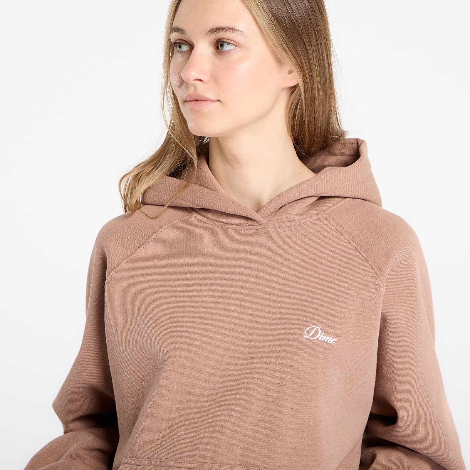 Bluzy DIME Cursive Small Logo Hoodie UNISEX Sepia