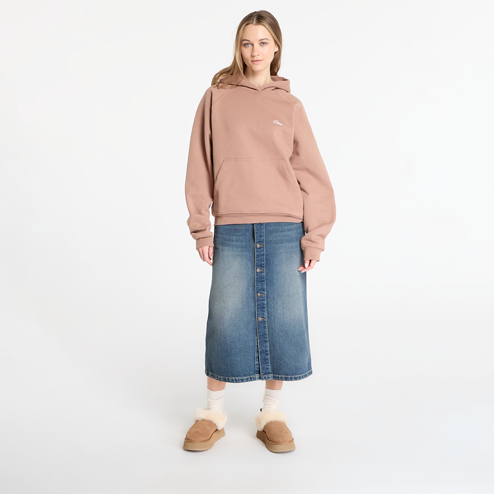 Bluzy DIME Cursive Small Logo Hoodie UNISEX Sepia