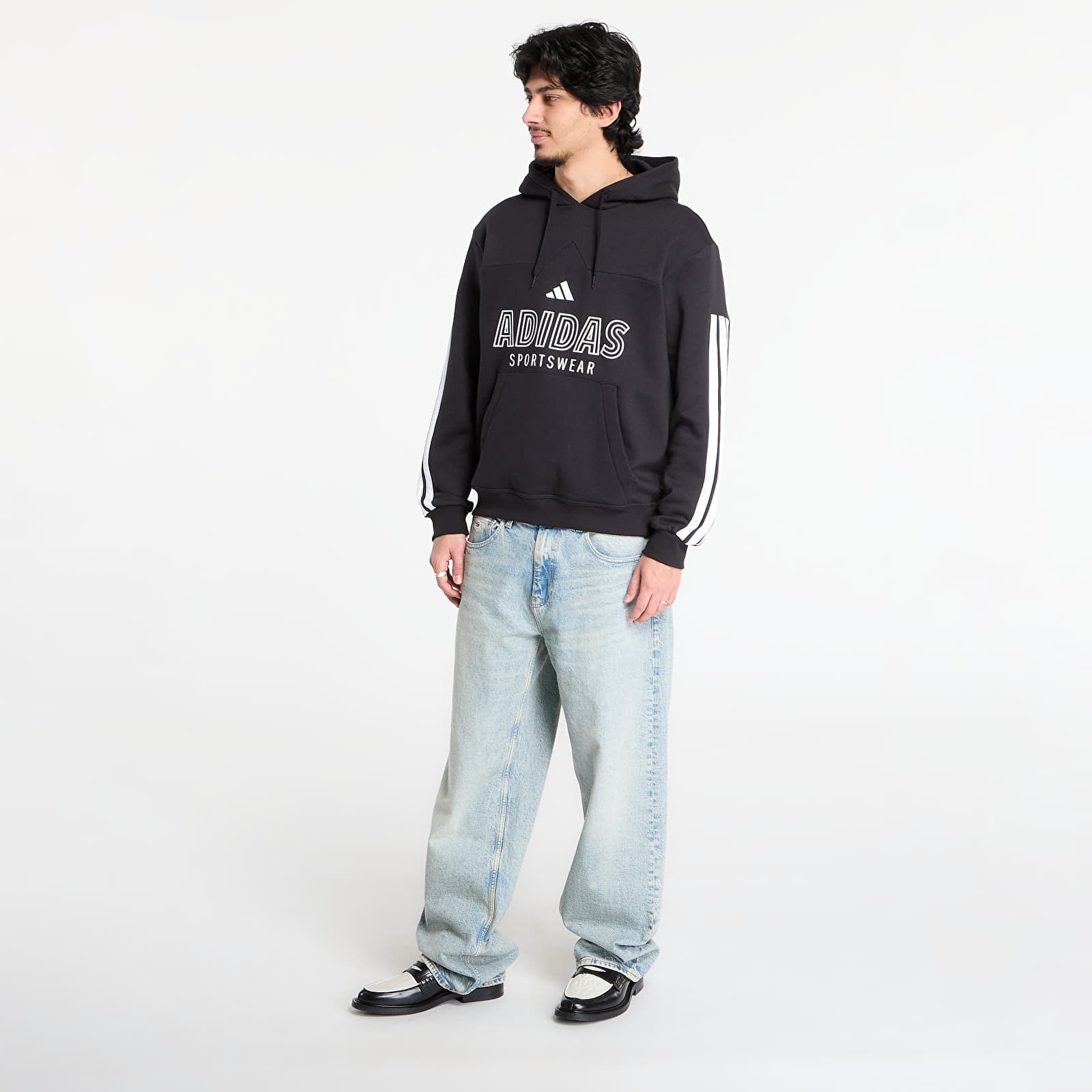 Sweatjacken und Sweatshirts adidas M Tiro Fl Hdy Black/ White