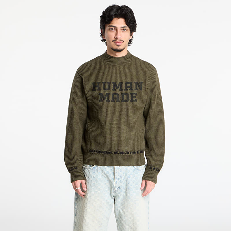 Genser HUMAN MADE Moc Neck Knit Sweater UNISEX Olive Drab