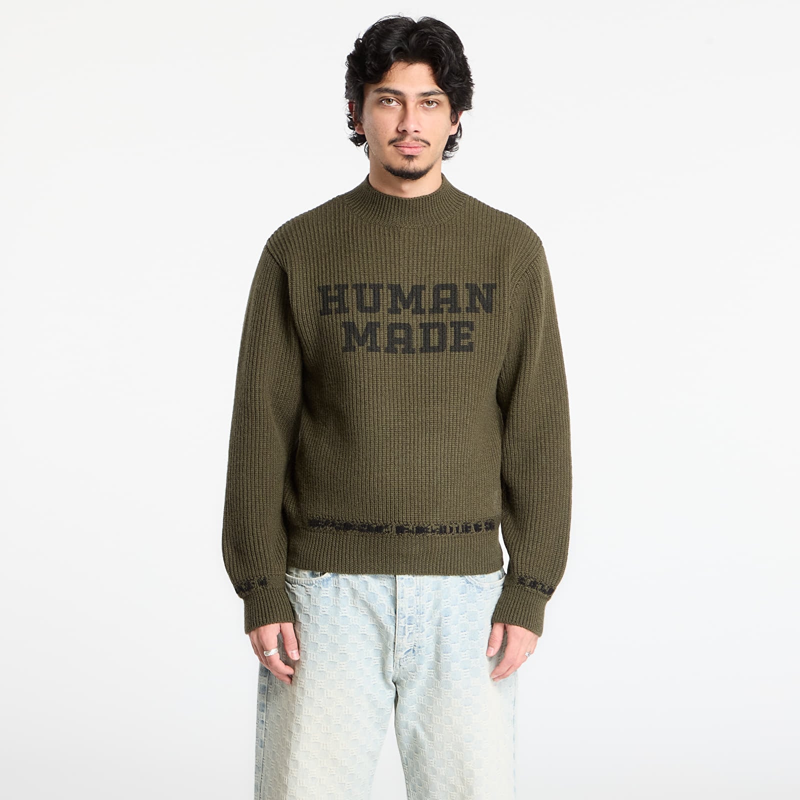 Светри і джемпери HUMAN MADE Moc Neck Knit Sweater UNISEX Olive Drab