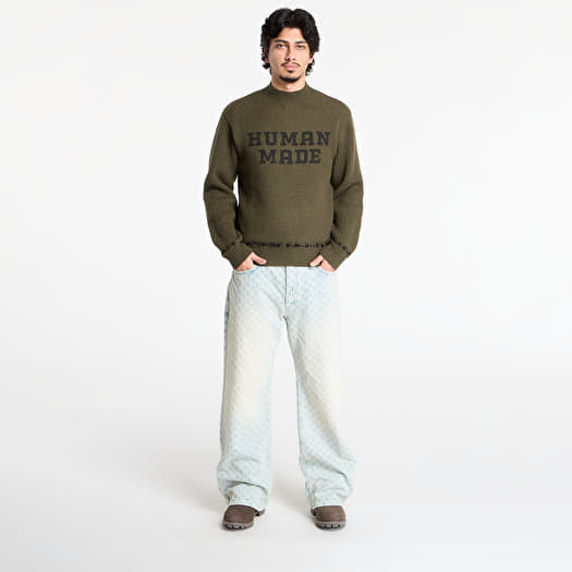 HUMAN MADE Moc Neck Knit Sweater UNISEX Olive Drab | Footshop