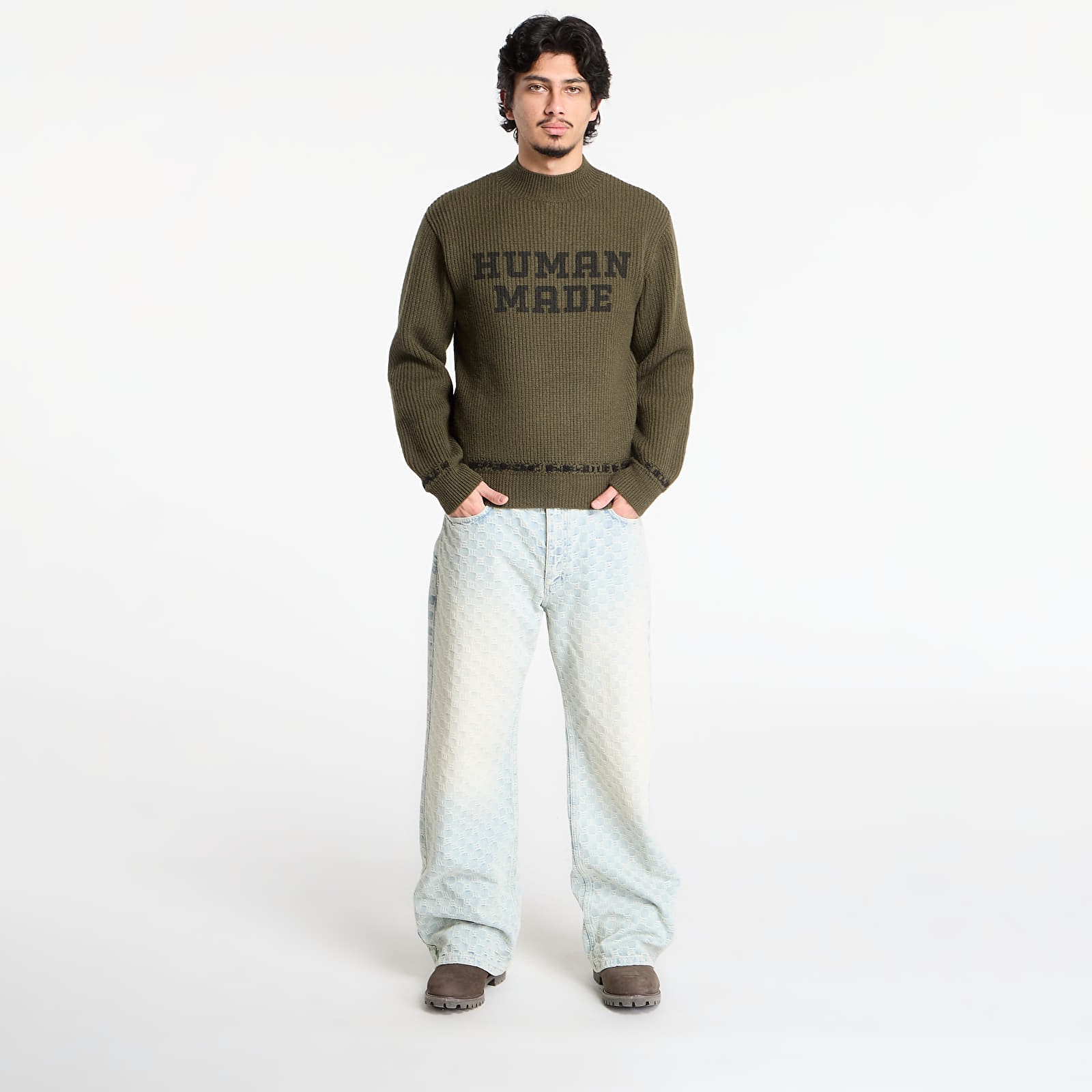 Светри і джемпери HUMAN MADE Moc Neck Knit Sweater UNISEX Olive Drab
