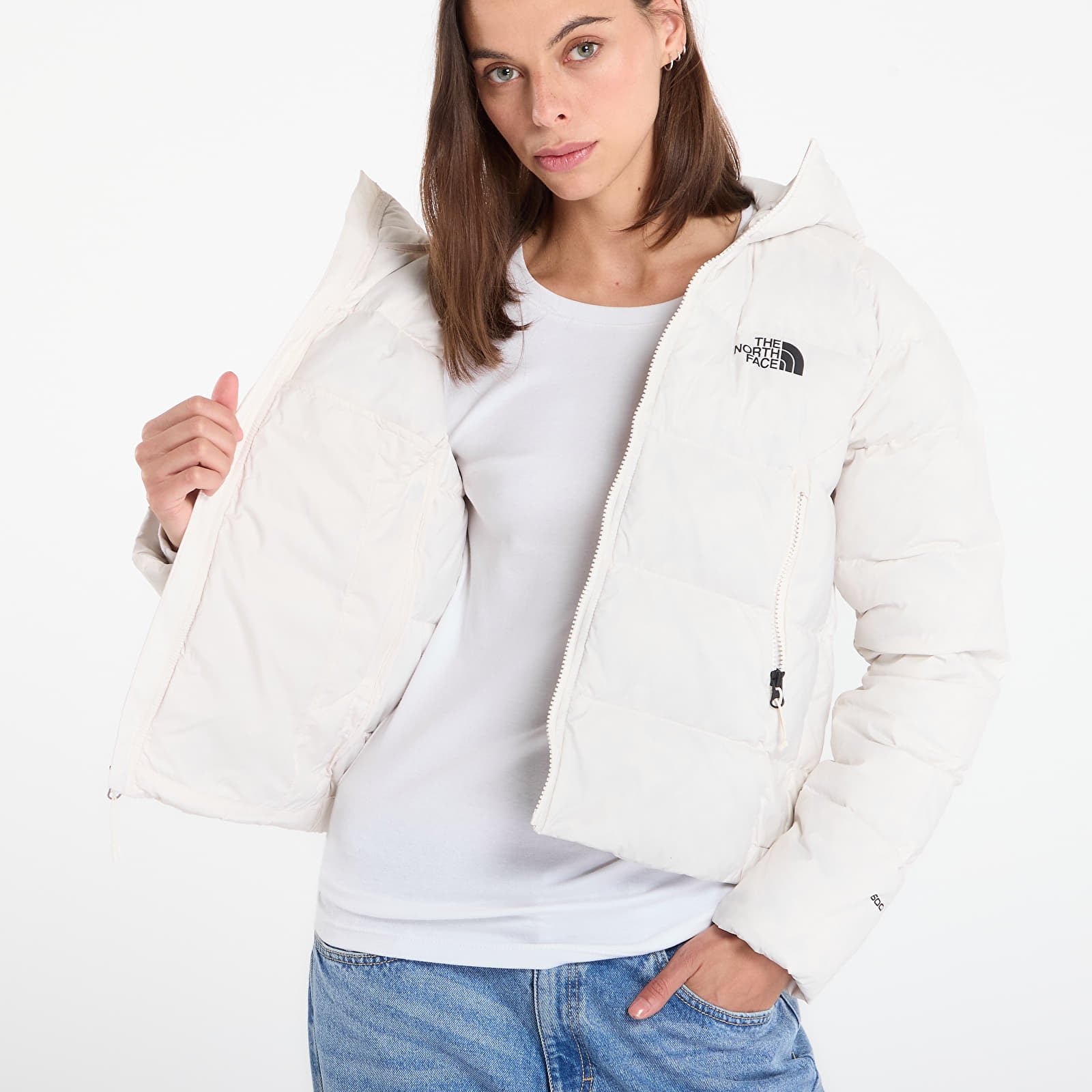 Ženske jakne The North Face Hyalite Down Hoodie White Dune