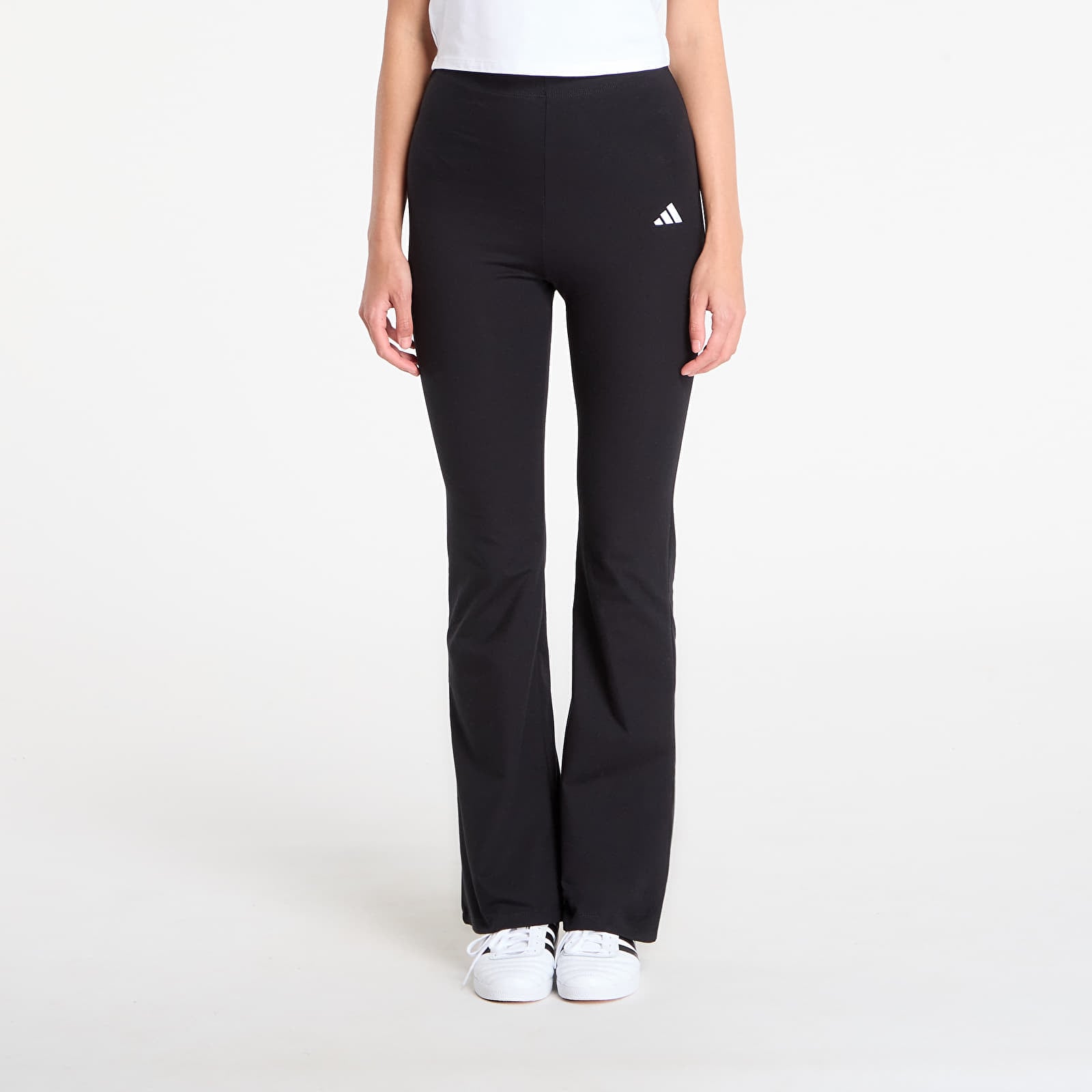 Ženske pajkice adidas Essentials Small Logo Flared Leggings Black/ White