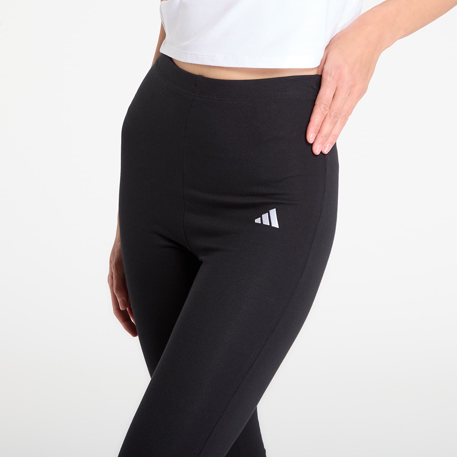 Ženske pajkice adidas Essentials Small Logo Flared Leggings Black/ White