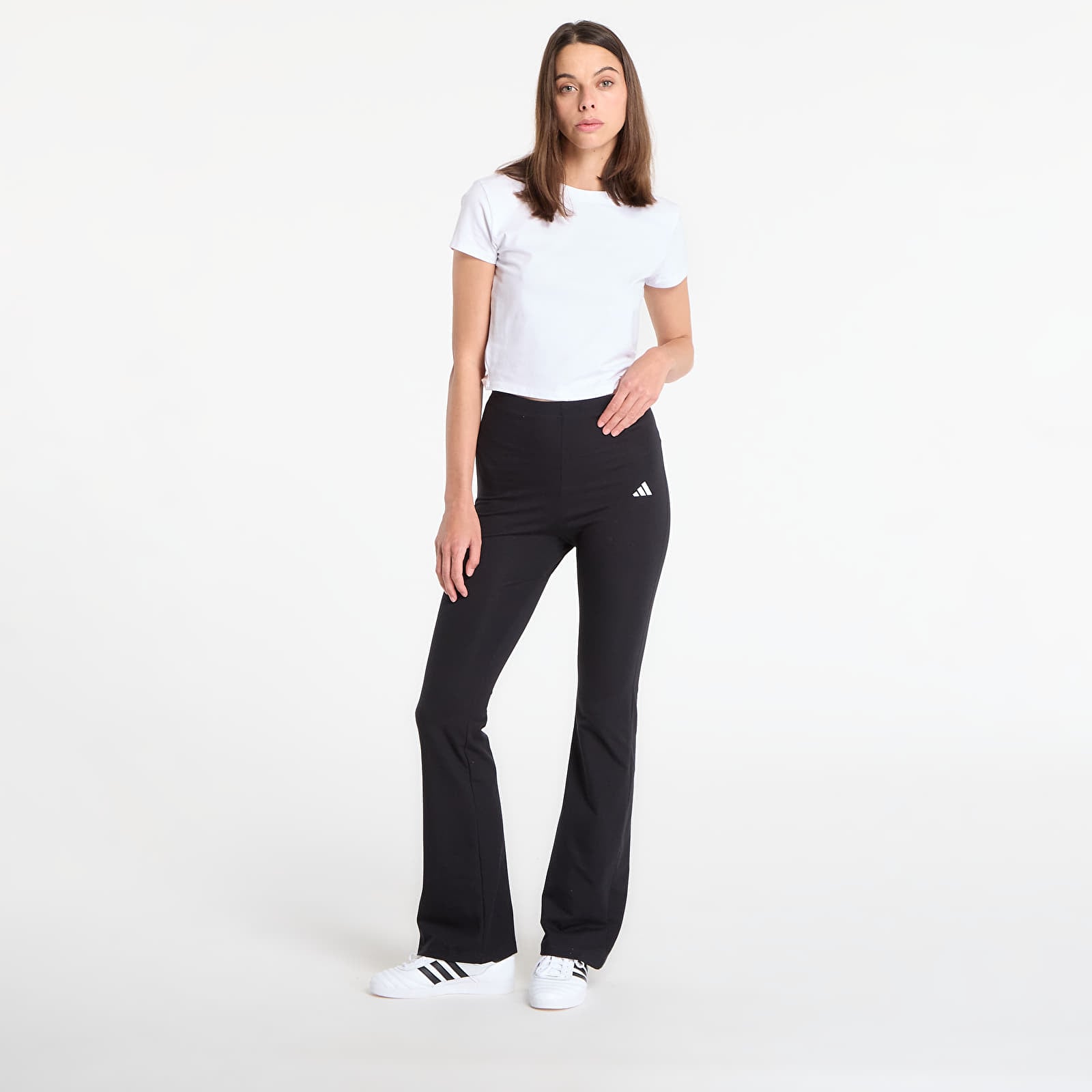 Ženske pajkice adidas Essentials Small Logo Flared Leggings Black/ White