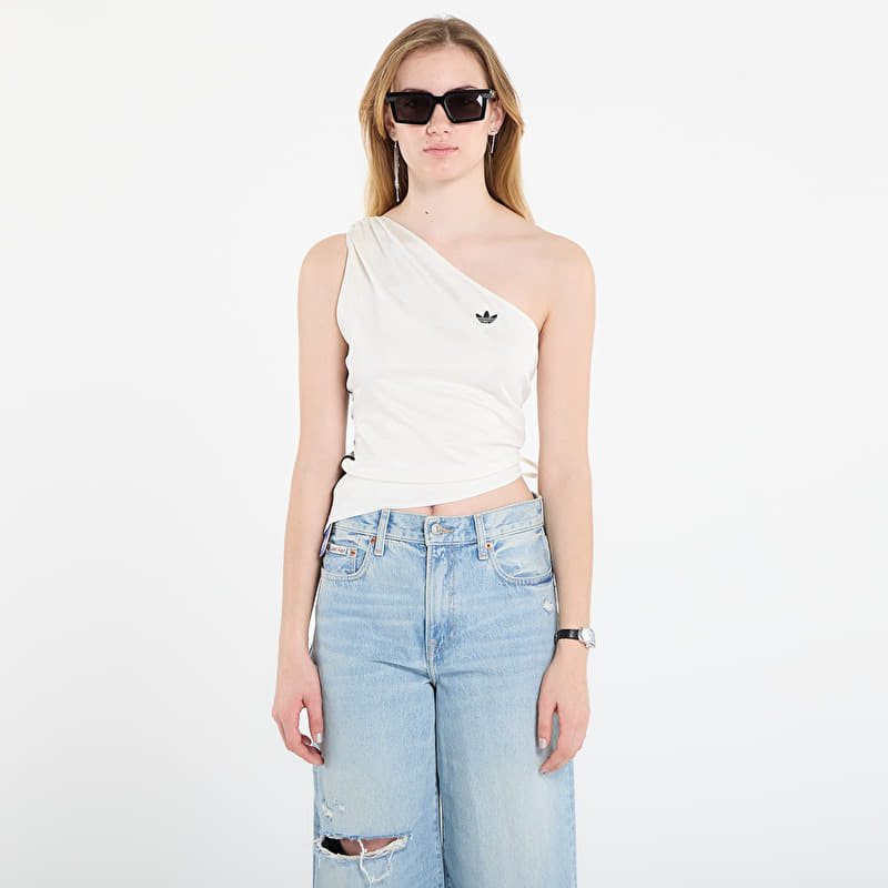 Top adidas Rouched One Shoulder Long-Sleeve Top Off White