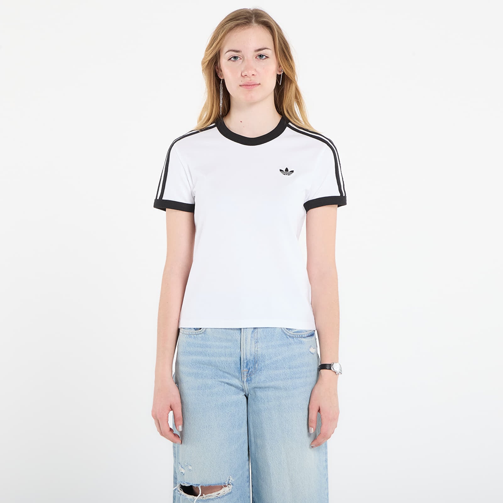 Tricou adidas 3S Tee Slim White/ Black L