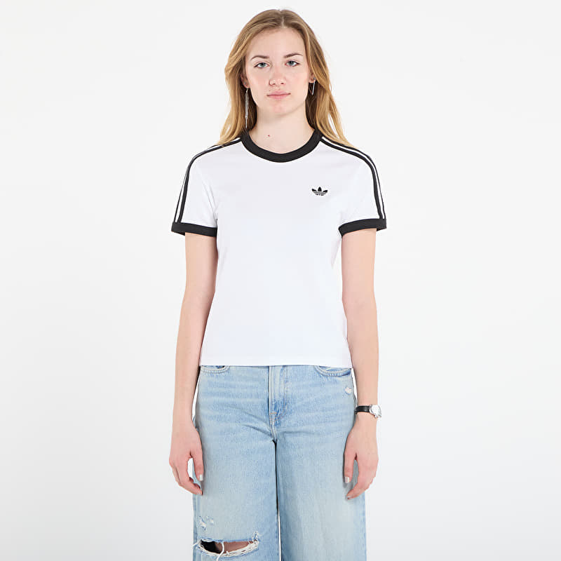 Tričko adidas 3 Stripes Slim T-Shirt White/ Black