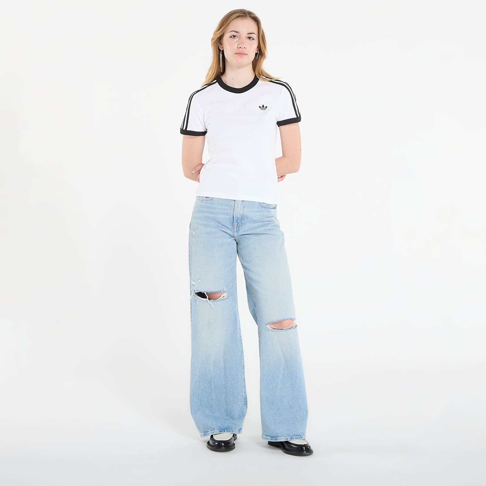 Marškinėliai adidas 3S Tee Slim White/ Black