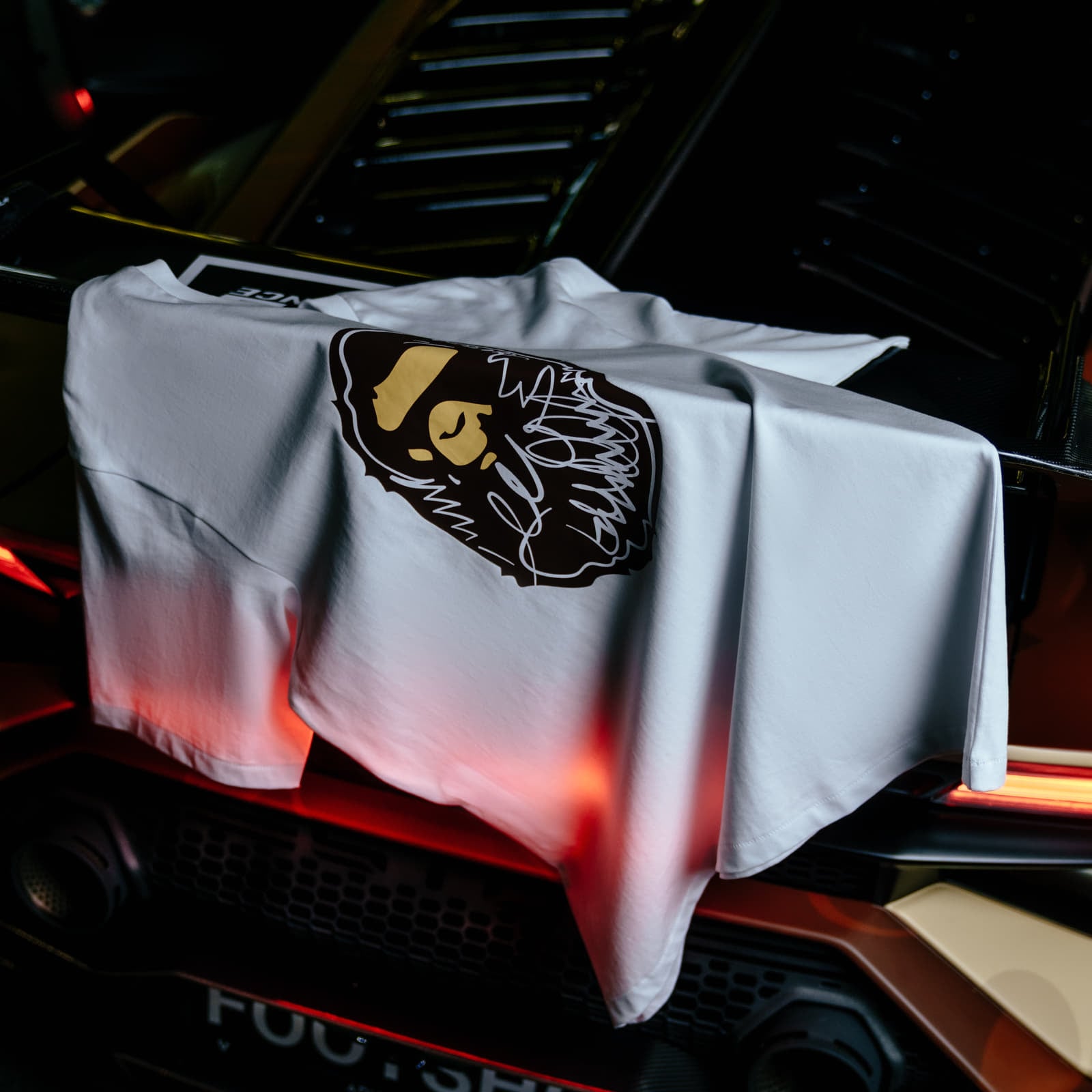 T-shirts BAPE® x FOOTSHOP - Scribble Ape Tee White