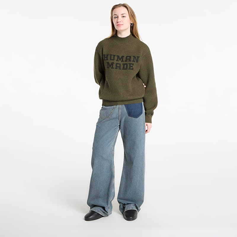 HUMAN MADE Moc Neck Knit Sweater UNISEX Olive Drab | Footshop