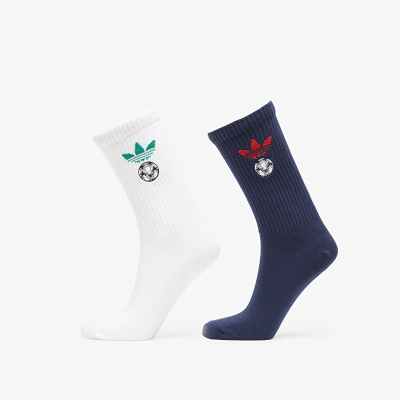 Sukat adidas Football Embroidered Crew Socks 2 Pairs White/ Night Indigo