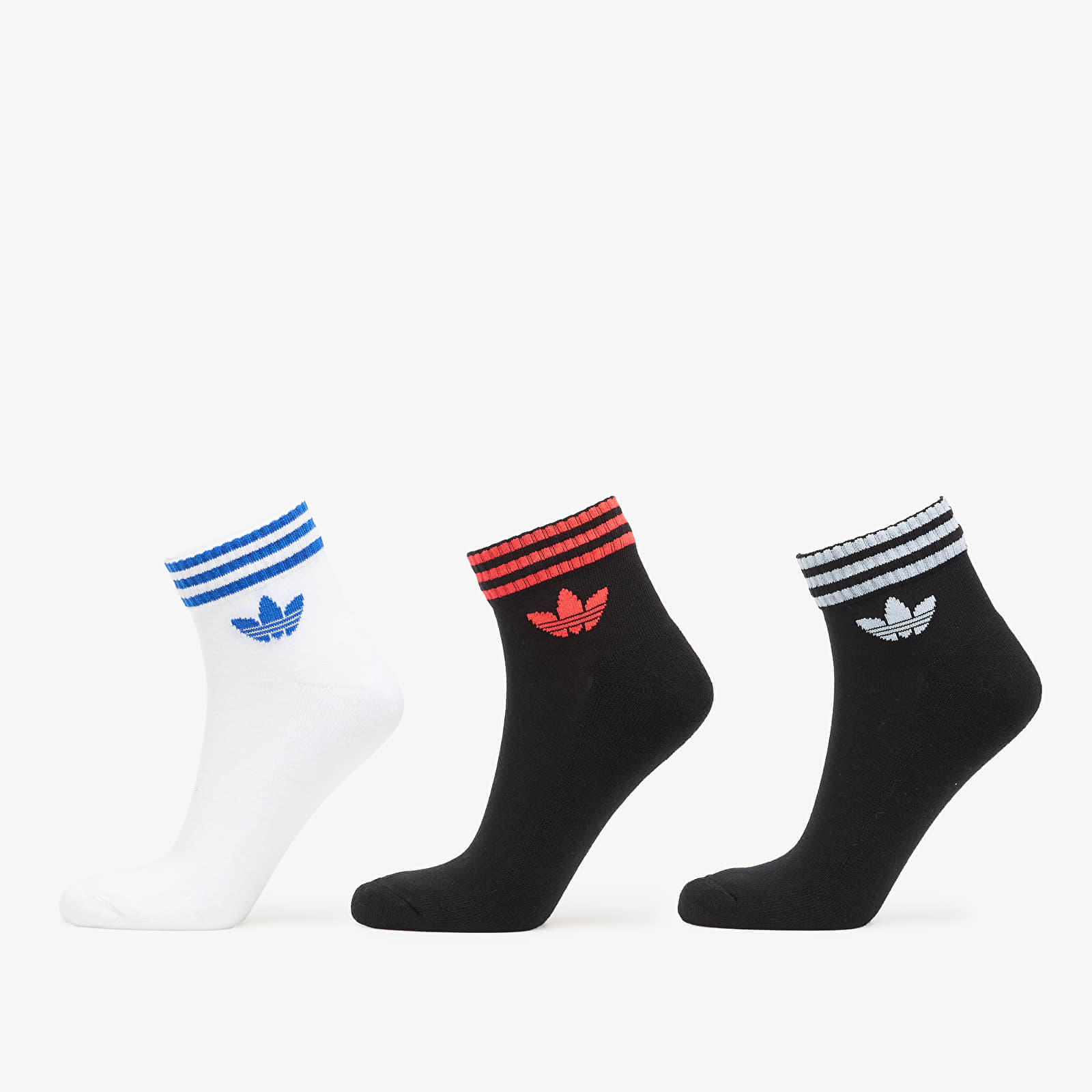 Șosete adidas 3S Ankle Socks 3-Pack Black/ White/ Lucid Red S