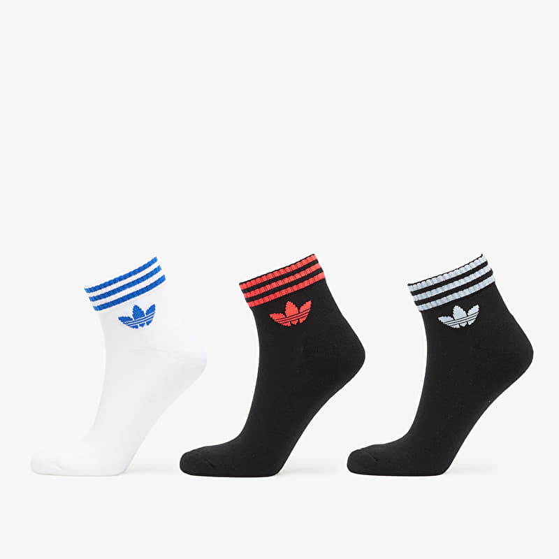 adidas 3-Stripes Ankle Socks 3 Pairs Black/ White/ Lucid Red