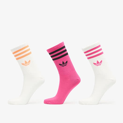 Socken adidas 3S Crew Socks 3-Pack Off White/ Shock Pink/ Off White