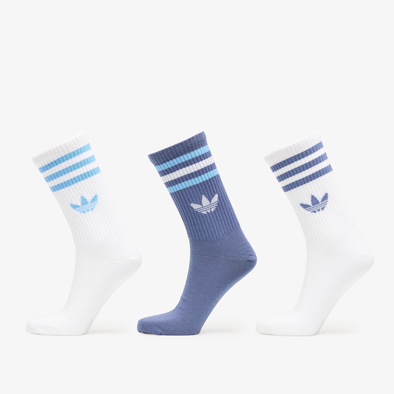 Vīriešu zeķes adidas 3S Crew Socks 3-Pack Creme Blue/ White/ White