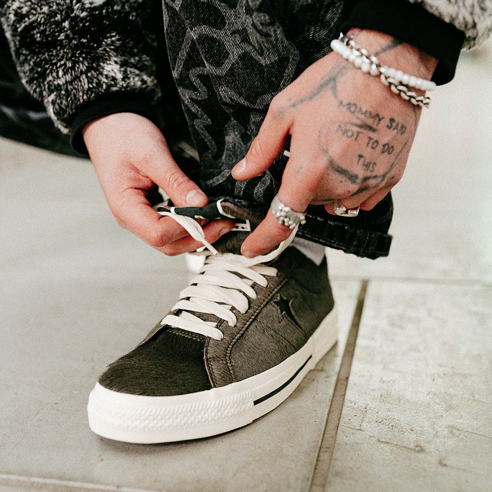 Ανδρικά παπούτσια Rick Owens DRKSHDW x Converse Fur Shoes - Onestr Dark Dust/ Black