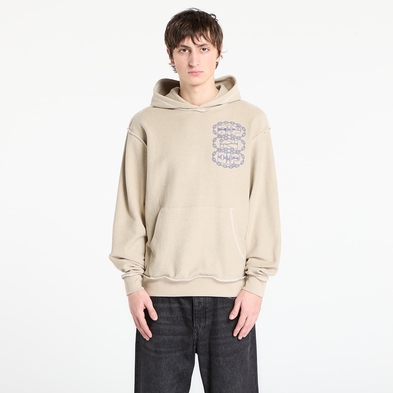 Hættetrøjer og sweatshirts RIPNDIP Linked Up Reverse Stitched Hoodie Khaki