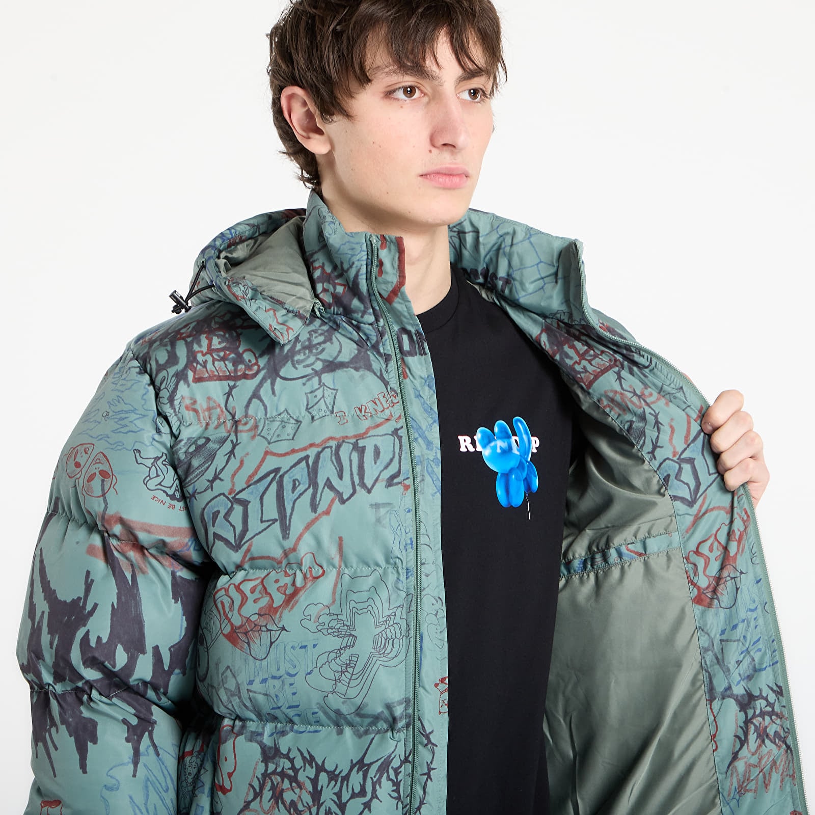 Jackets RIPNDIP Marker Puffer Jacket Black/ Charcoal