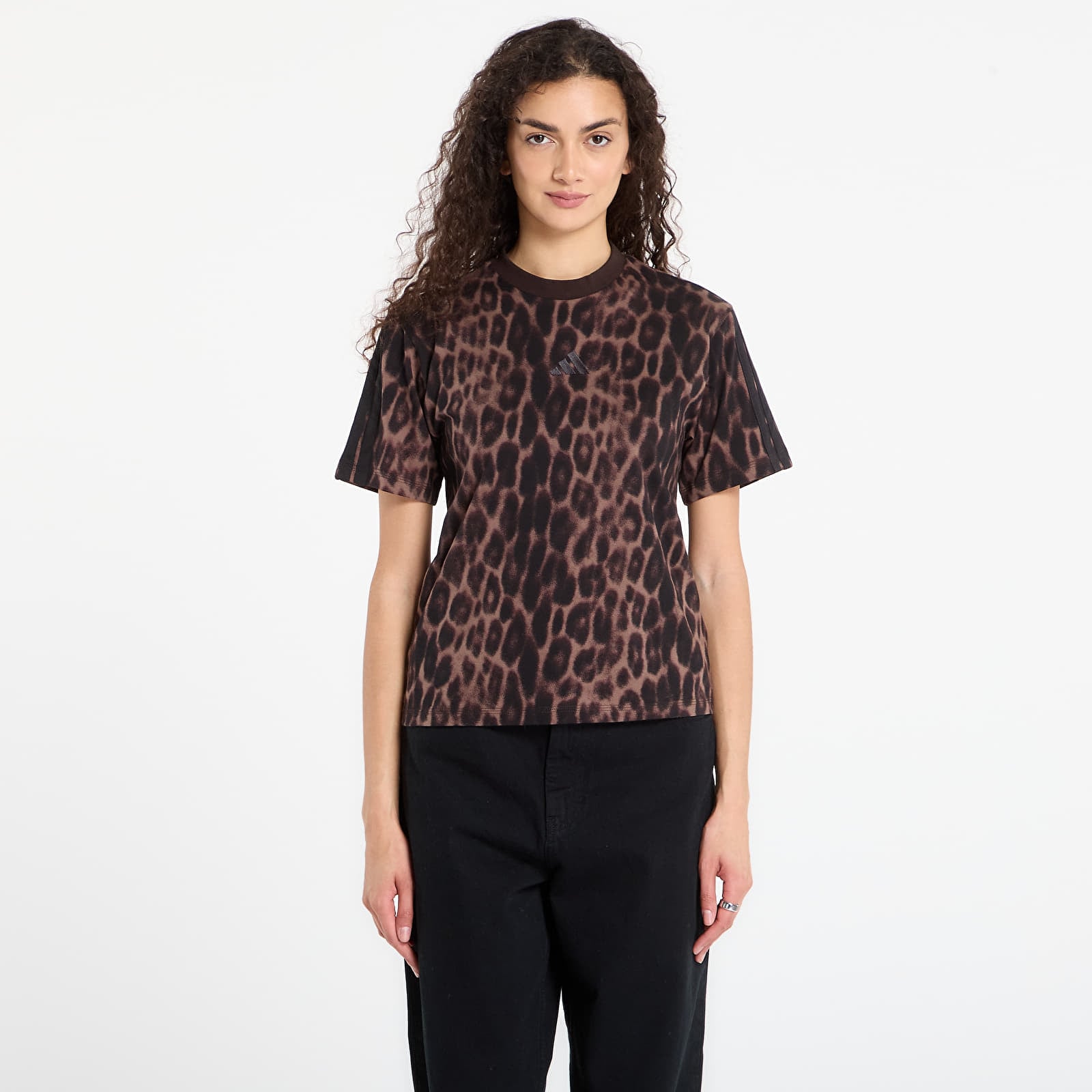 Women's T-shirts adidas Seasonal Essentials Leopard Print T-Shirt with 3-Stripes Multicolor/ Earth Strata