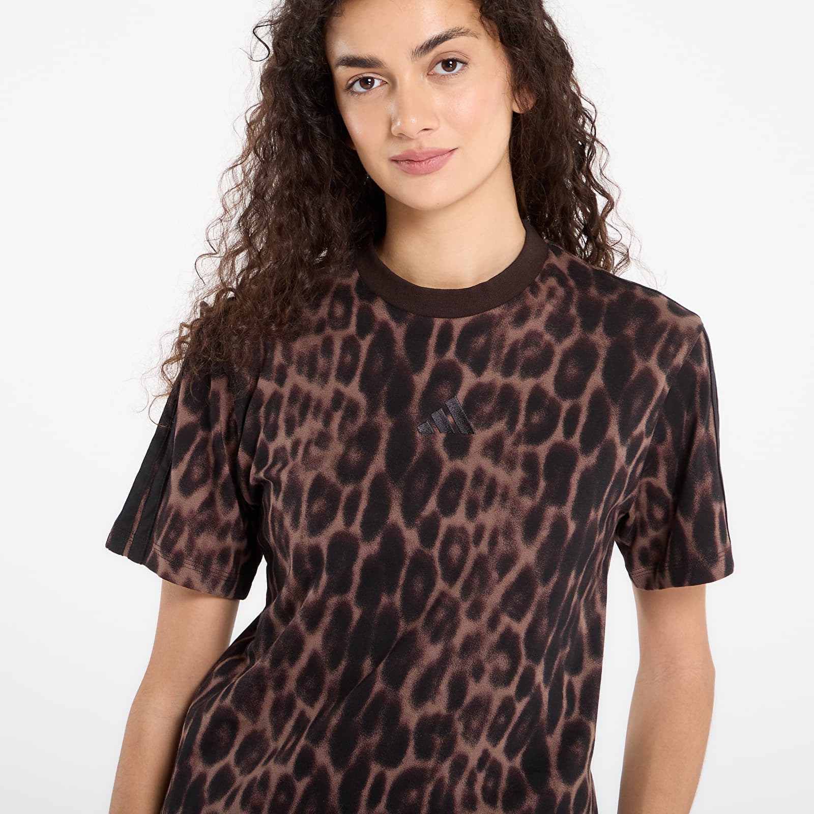 Women's T-shirts adidas Seasonal Essentials Leopard Print T-Shirt with 3-Stripes Multicolor/ Earth Strata
