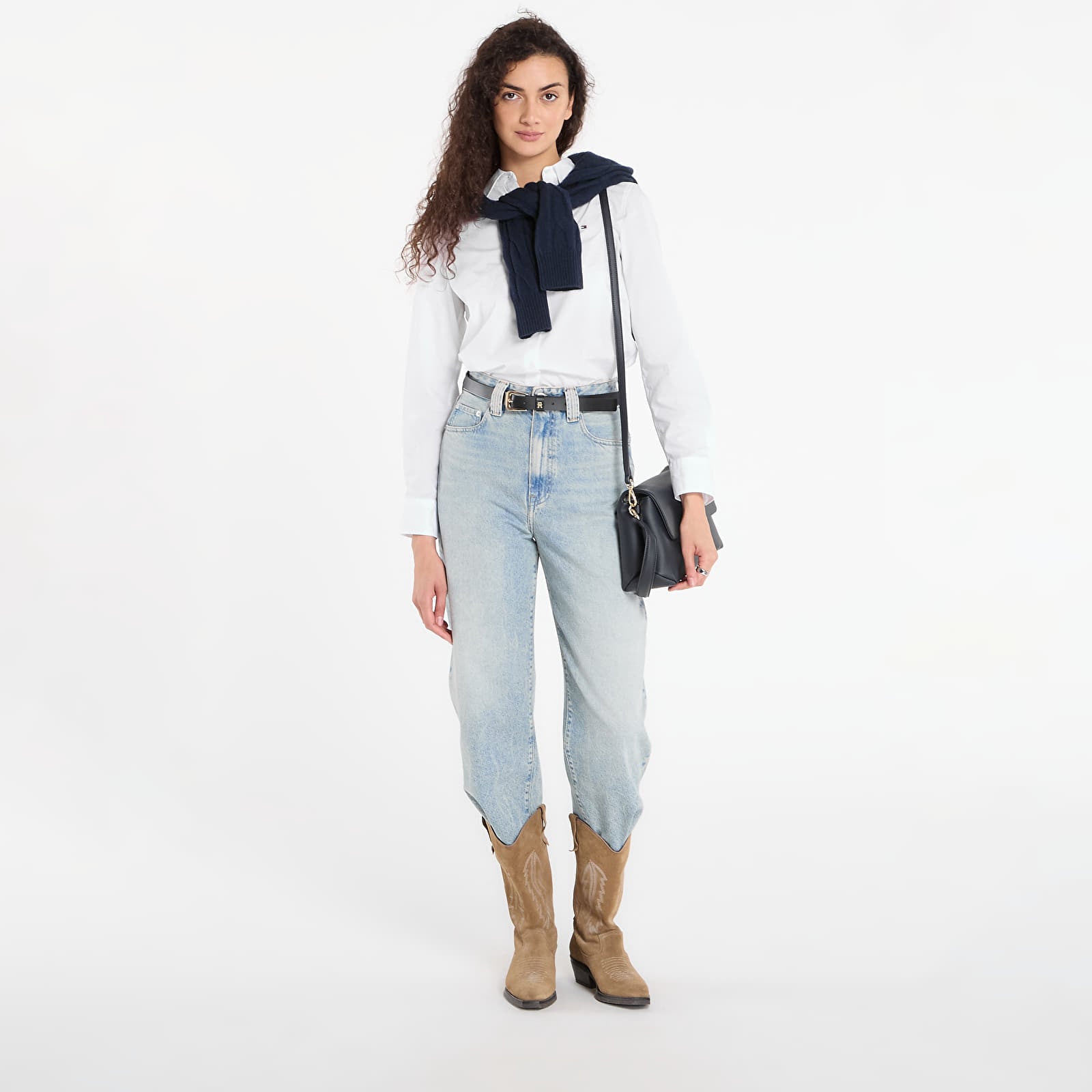 Skjorter til kvinder Tommy Hilfiger Cotton Stretch Regular Ls Shirt Optic White