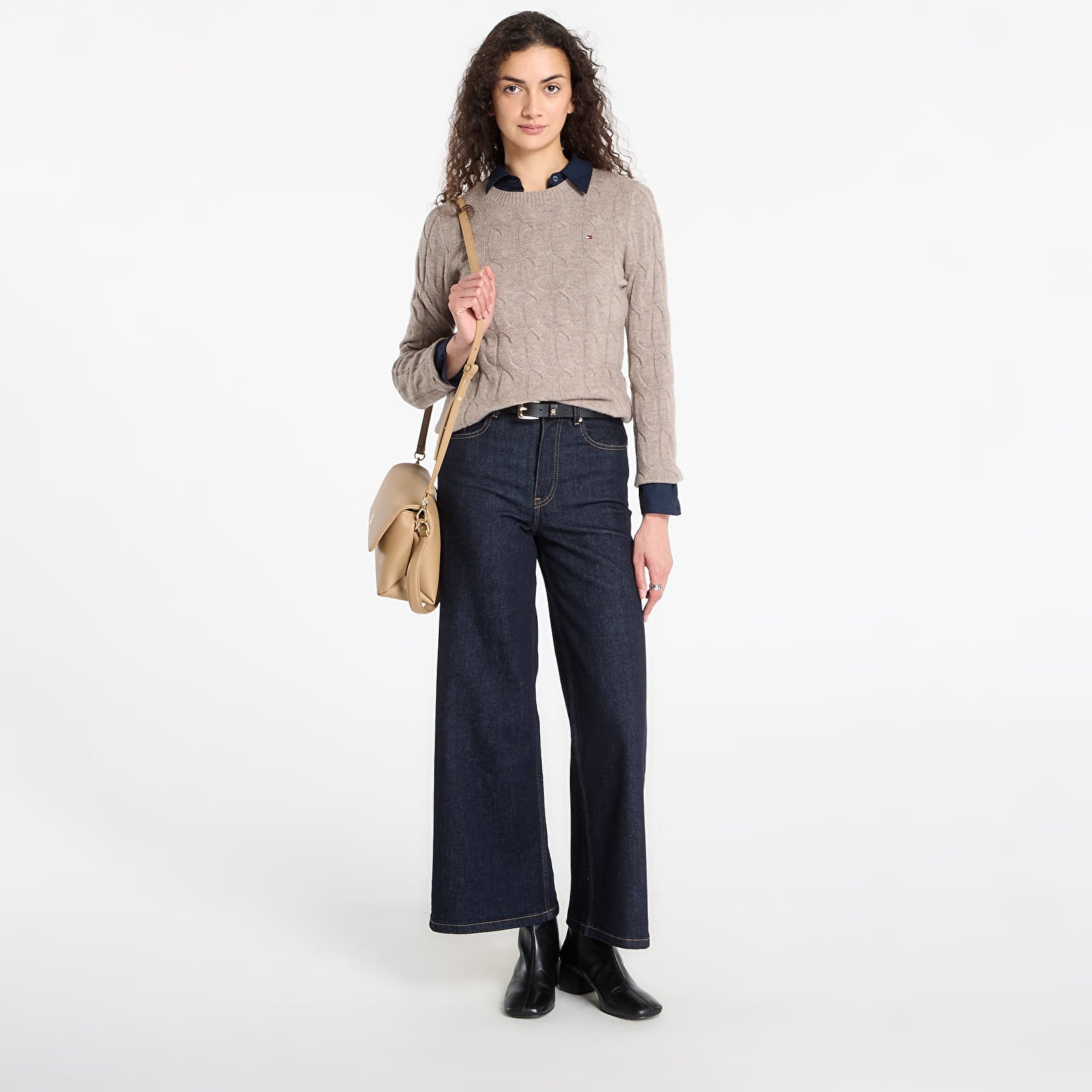 Blusen Tommy Hilfiger Cotton Stretch Regular Ls Shirt Dark Blue