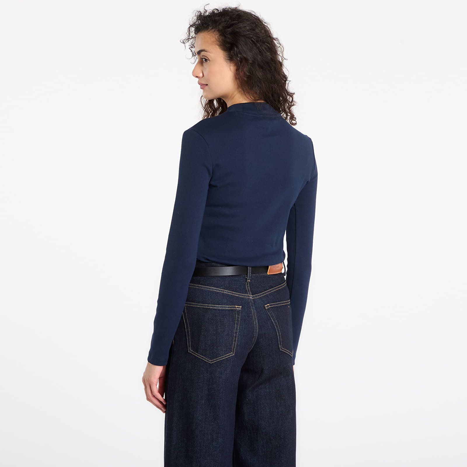 Dámske tričká Tommy Hilfiger Slim Cody Mock-Neck Ls Dark Night Navy