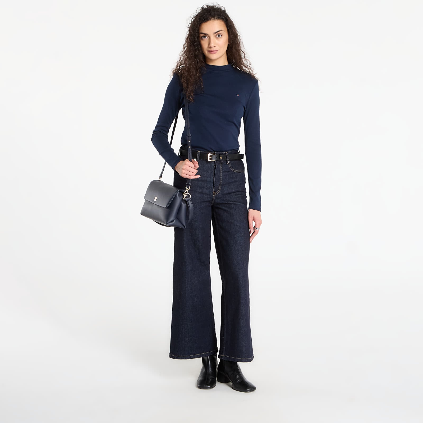 Dámske tričká Tommy Hilfiger Slim Cody Mock-Neck Ls Dark Night Navy