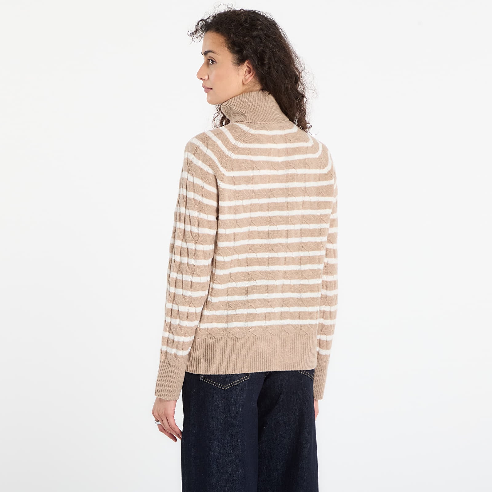 Moteriški megztiniai Tommy Hilfiger Soft Wool Cable Roll-Neck Ls Sweater Safari Canvas Heather/ Ivory Petal Stp