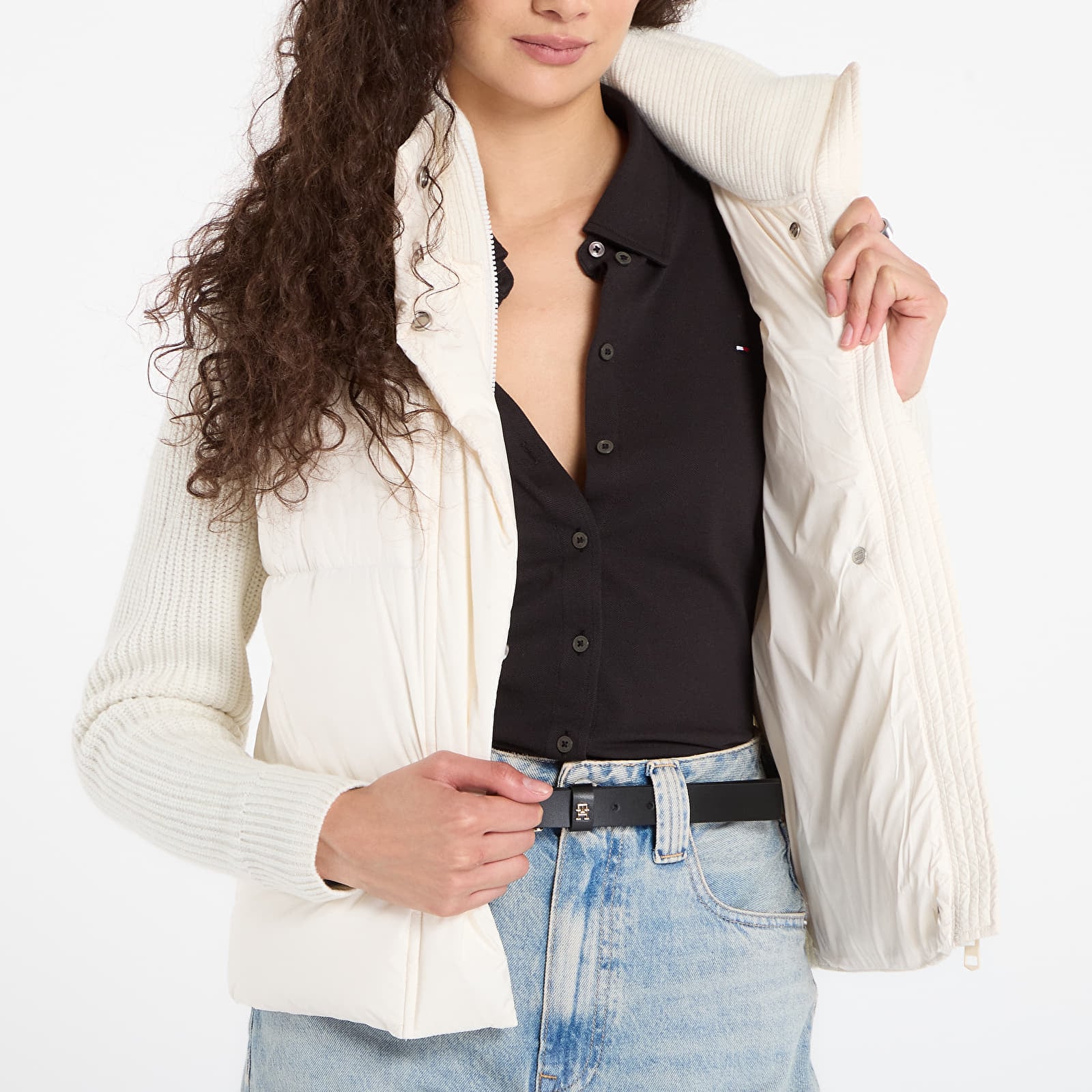Women's jackets Tommy Hilfiger Modern Down Knit Mix Reg Jacket Ivory Silk