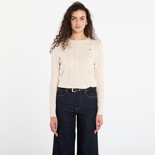 Pullover Tommy Hilfiger Soft Wool Cable C-Neckk Ls Sweater Heather Oatmilk