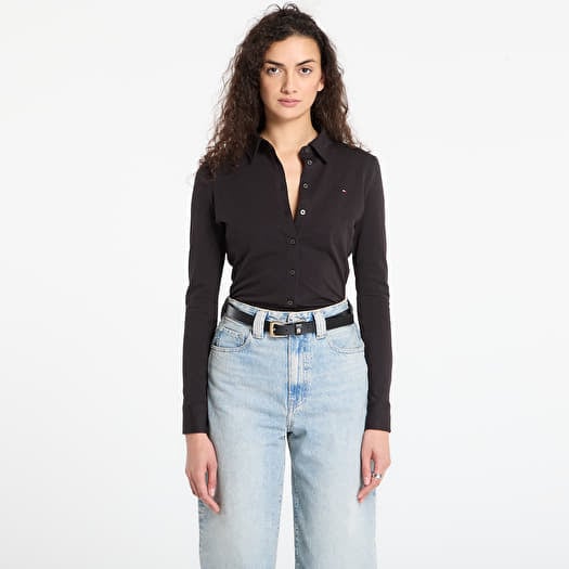 T-Shirt Tommy Hilfiger 1985 Slim Pique Btn Down Ls Black