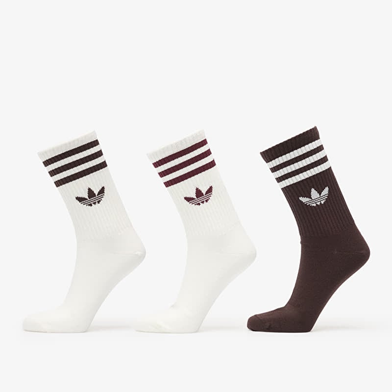 adidas 3-Stripes Crew Socks 3 Pairs Off White/ Aurora Coffee/ Off White