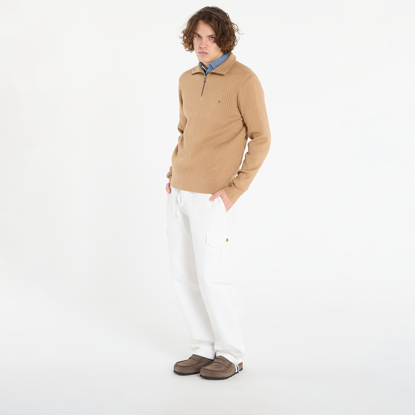 Pullover für Männer Tommy Hilfiger Pima Cotton Cash Structure Zip Mock Timeless Camel