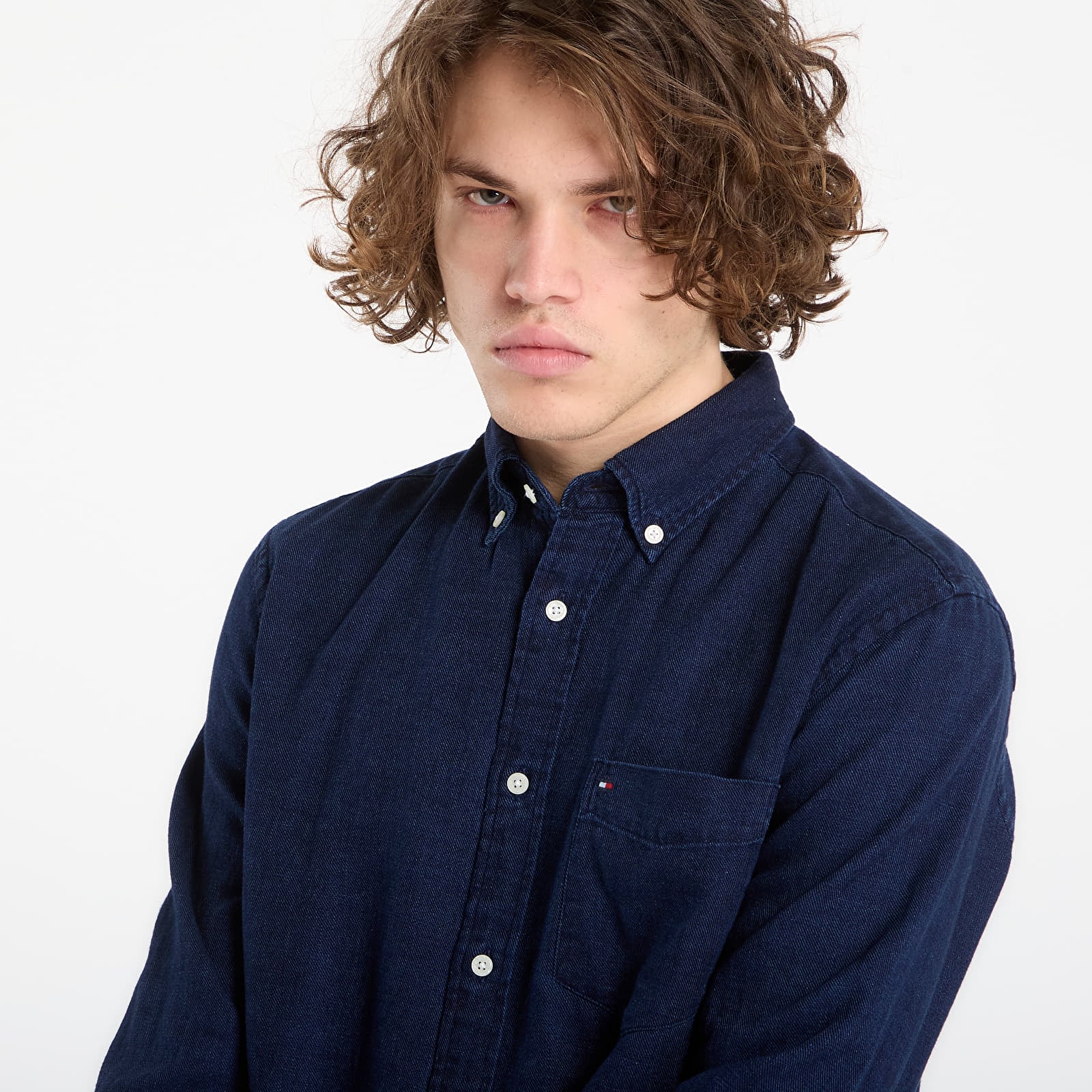 Men's shirts Tommy Hilfiger Flannel Indigo Shirt Dark Blue Indigo